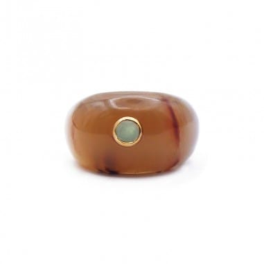 Bague jonc en corne claire - pierre...