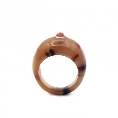 Ring S in gold plated clear horn -...