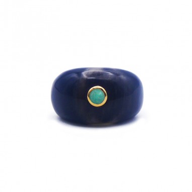 Bague jonc en corne foncée - pierre...