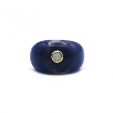 Bague jonc en corne foncée - pierre...