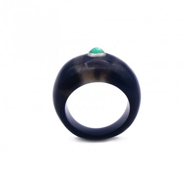 Bague jonc en corne foncée - pierre...