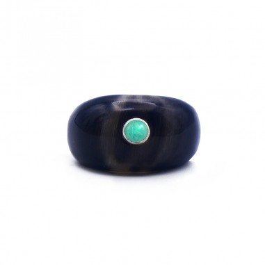 Bague jonc en corne foncée - pierre...