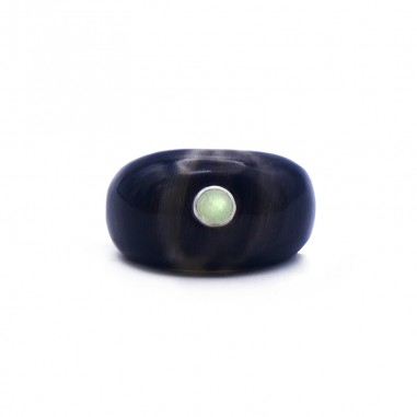 Bague jonc en corne foncée - pierre...