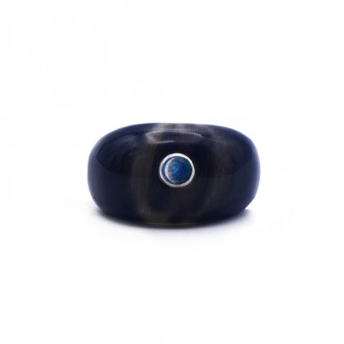 Bague jonc en corne foncée - pierre...