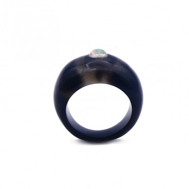 Bague jonc en corne foncée - pierre...