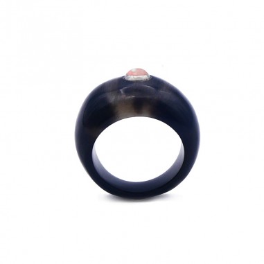 Bague jonc en corne foncée - pierre...