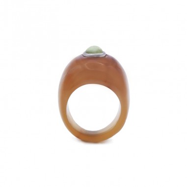 Bague en corne claire - pierre 6 mm...