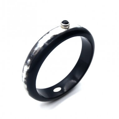 Jonc en corne foncée 15mm serti...