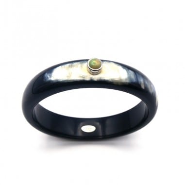 Jonc en corne foncée 15mm serti...