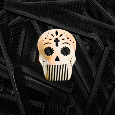 Calavera Cross Skull - Horn comb