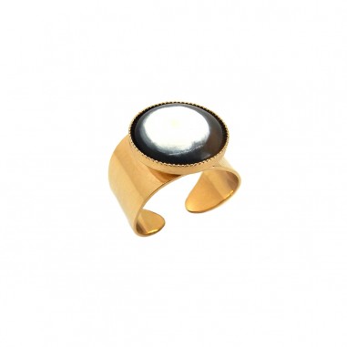 Bague en plaqué or et réglable -...