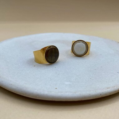 Bague en plaqué or et réglable -...