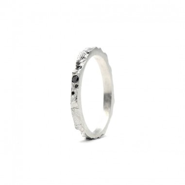 Fine black diamond wedding band -...
