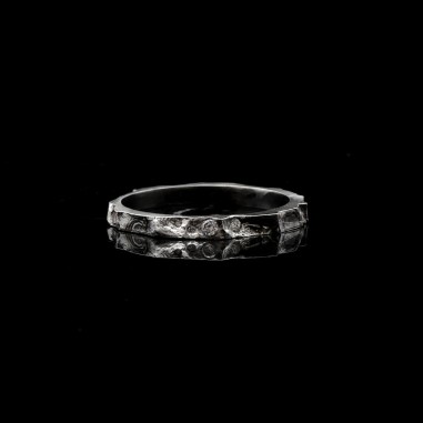 Fine white diamond wedding band -...