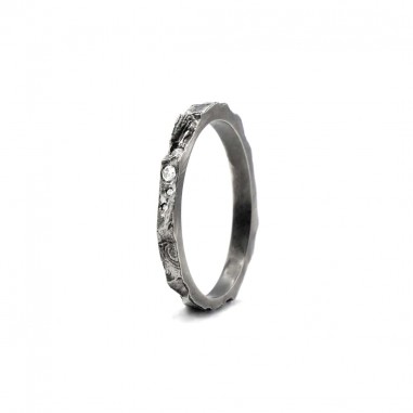 Fine white diamond wedding band -...