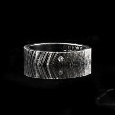 Men's white diamond wedding ring -...