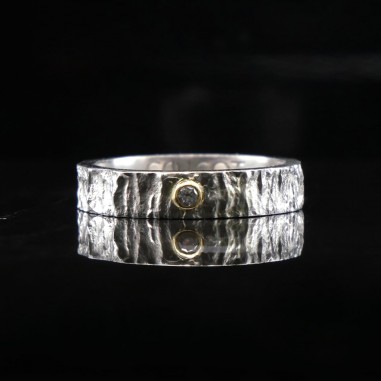 Alliance bicolore avec diamant -...