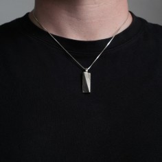 Photo sur fond blanc du collier diamant homme modèle tungstène S vue zoom. 2
