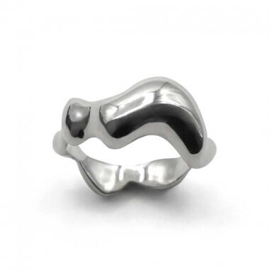 Photo sur fond blanc de la bague vague Halo vue de dessus.