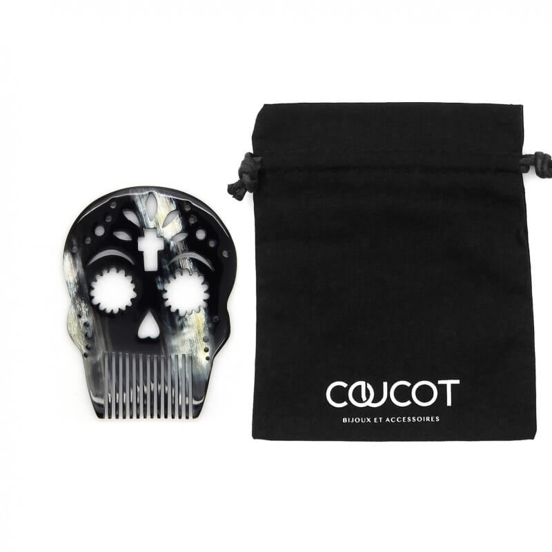 Calavera Croix - Peigne en corne