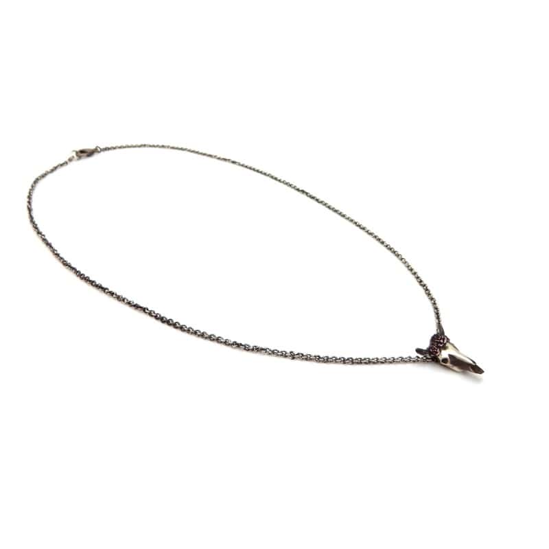 Collier tête de buffle en argent-S