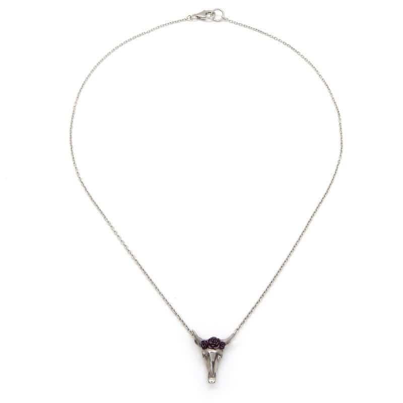 Collier tête de buffle en argent-S