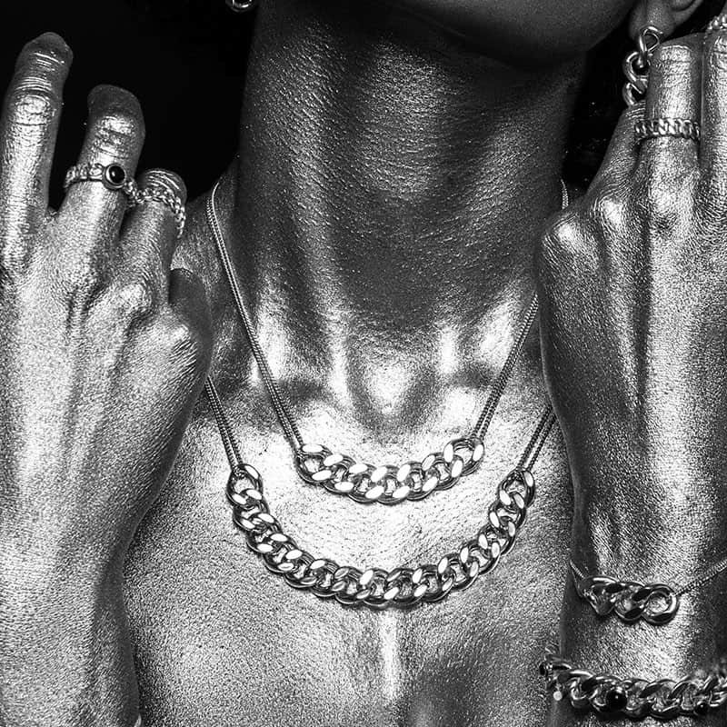 Collier chaine 7 maillons  - Titanium