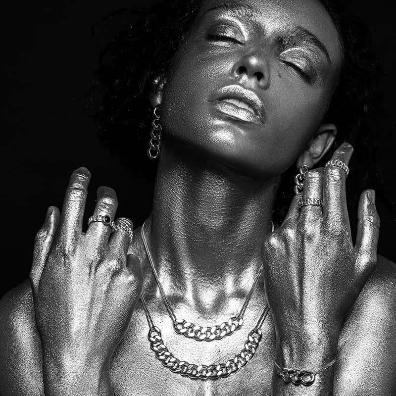 Collier chaine 7 maillons  - Titanium