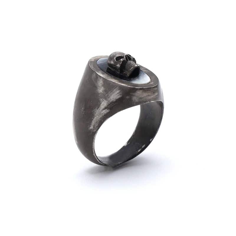 Skull thin signet ring - S