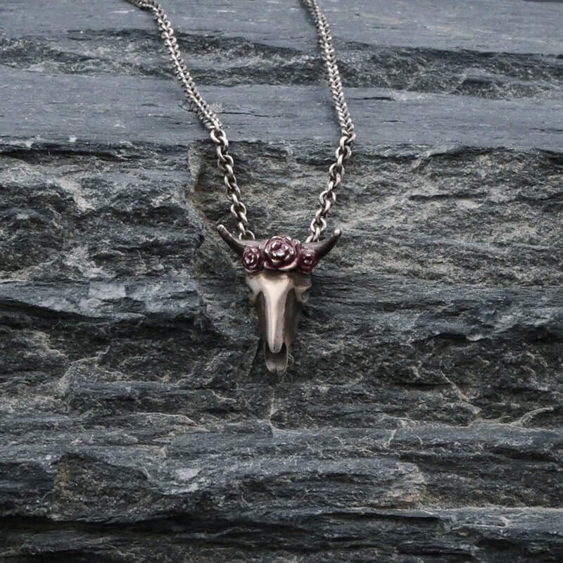 Silver buffalo necklace - S