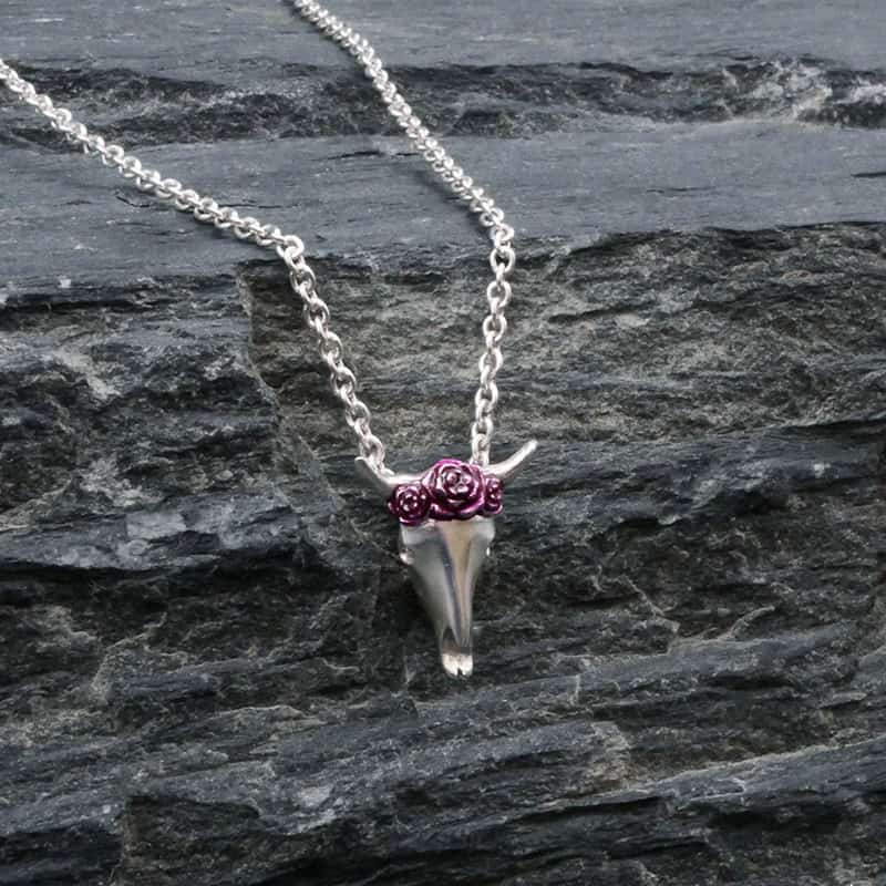 Silver buffalo necklace - S