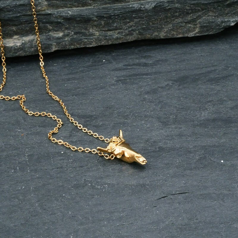 Collier tête de buffle en argent-S