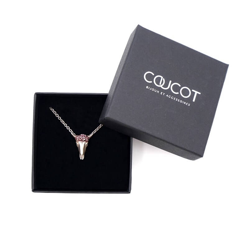 Silver buffalo necklace - S