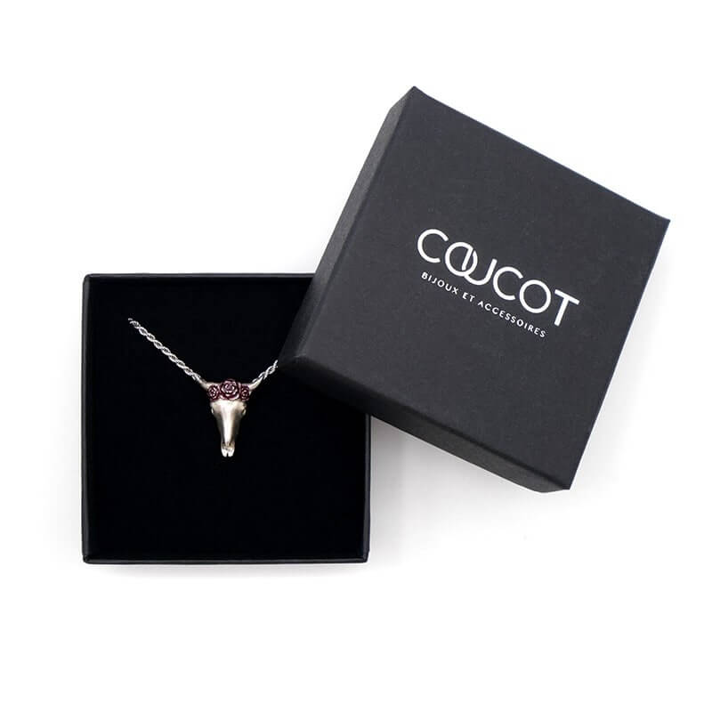 Silver buffalo necklace - S