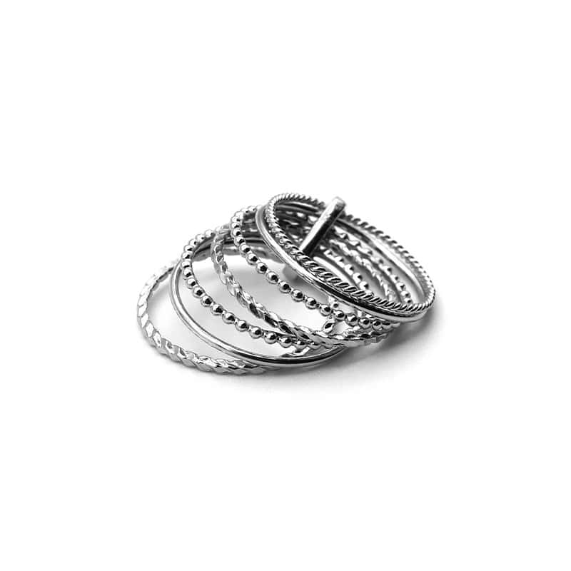 Bague semainier en argent - 7 bagues