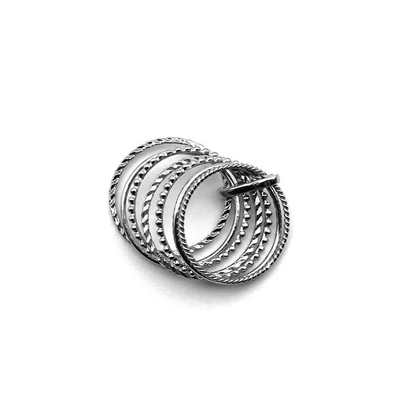 Bague semainier en argent - 7 bagues