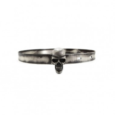 Adjustable silver bangle skull...