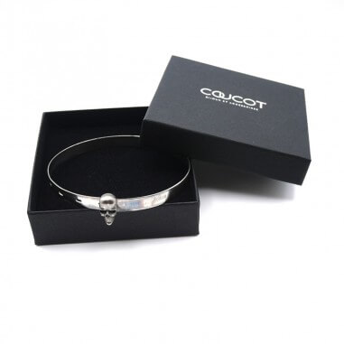 Adjustable silver bangle skull...