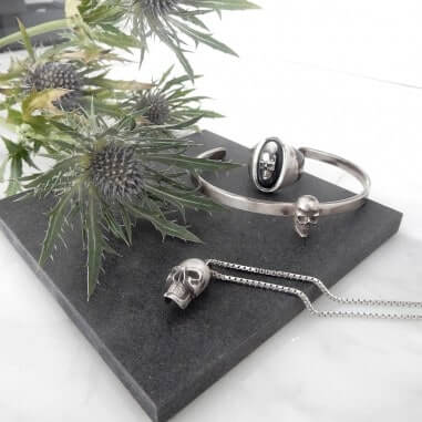 Silver Skull Cuff - L