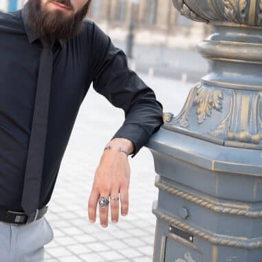 Manchette double têtes de mort en argent