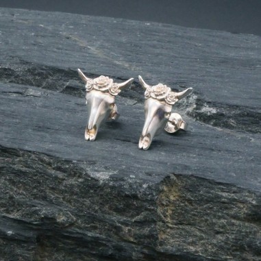 Boucles d'oreilles buffle en argent