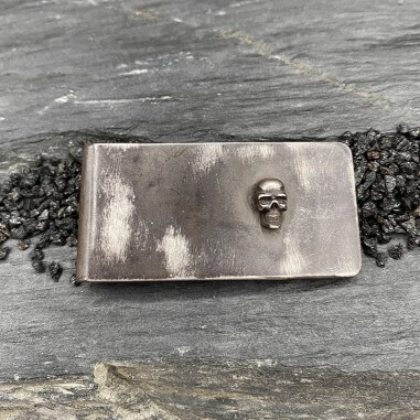 Pince à billets tête de mort en argent