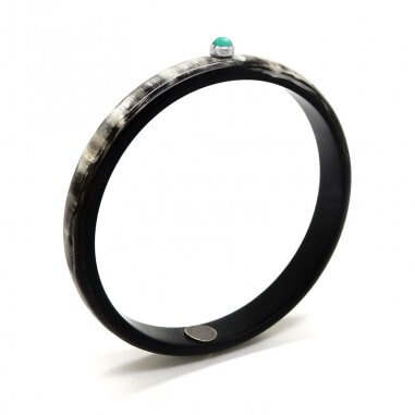 Jonc en corne foncée 10mm serti...